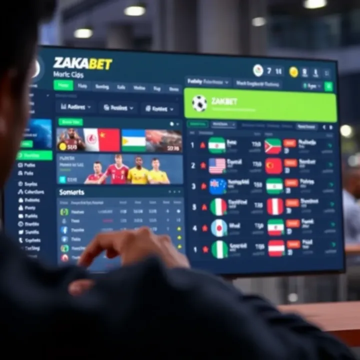 Overview of Zakabet Sports Betting Platform Interface User navigating the Zakabet online sports betting platform showing various sports options