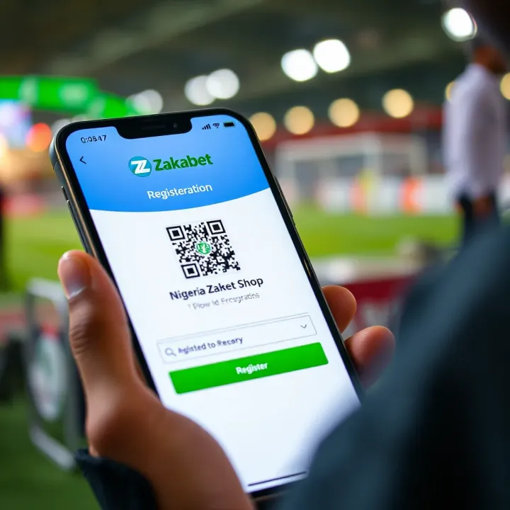 Mobile phone showing the registration page of Nigeria Zakabet Shop app with clear interface