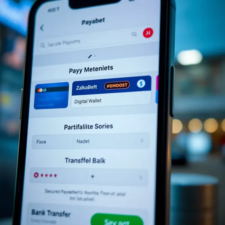 Payment Options and Security on Zakabet App Secure payment methods available on Zakabet app highlighting digital wallet and bank transfer options