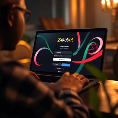 Accessing Zakabet Login Interface User accessing Zakabet platform on a laptop with login screen displayed