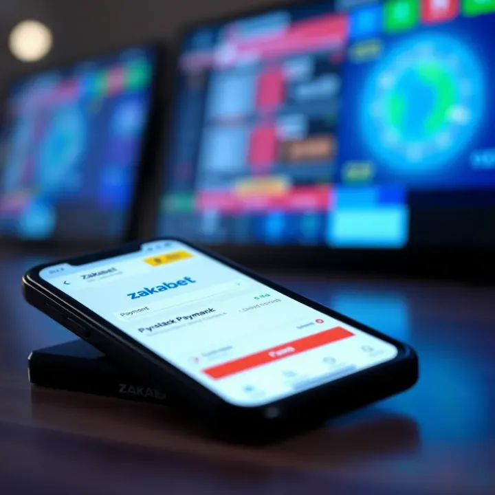 Zakabet App Showing Paystack Payment Interface Mobile phone displaying Zakabet betting app with Paystack payment interface