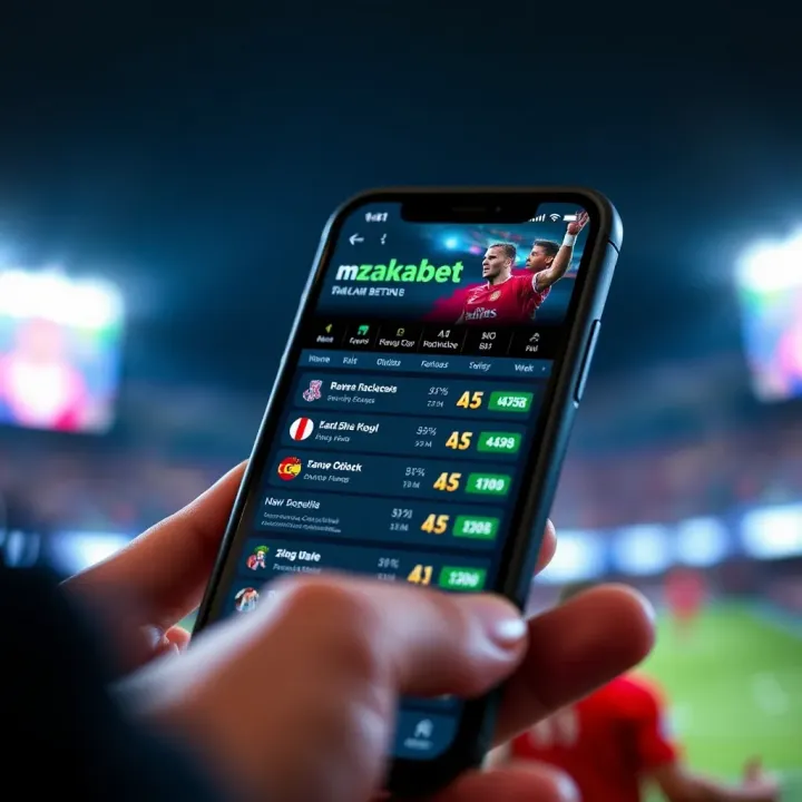 m Zakabet Mobile Betting Platform Interface Overview Mobile phone displaying m zakabet betting app interface with odds and match details