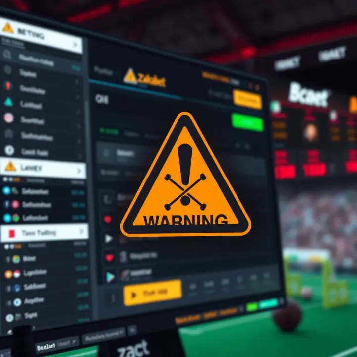 Illustration of online betting platform with warning symbols indicating a scam