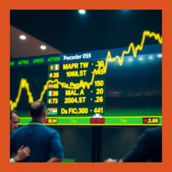 Optimizing Betting Decisions with Risk Management Techniques A digital display showing fluctuating betting odds with a focus on risk management and decision-making during AFCON games