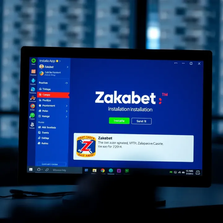 Installation Progress of Zakabet App on Windows Windows desktop screen displaying the Zakabet app installation progress