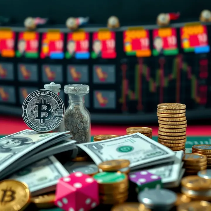 Concept of managing betting budget with currency symbols and financial planning icons