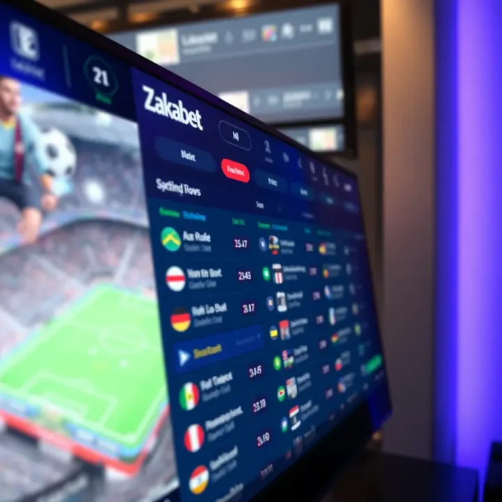 Zakabet Sports Betting Platform Interface Digital interface displaying sports betting options and odds on the Zakabet platform