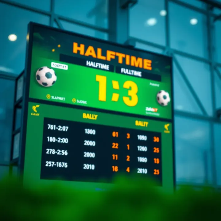 Visual Guide to Halftime and Fulltime Score Predictions Football scoreboard displaying halftime and fulltime results to highlight betting options