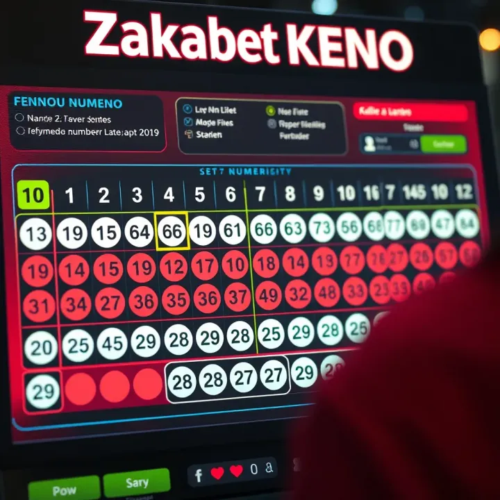 Number Selection Interface for Zakabet Keno Illustration showing a digital lottery board with numbers highlighted and a player selecting numbers for Zakabet Keno