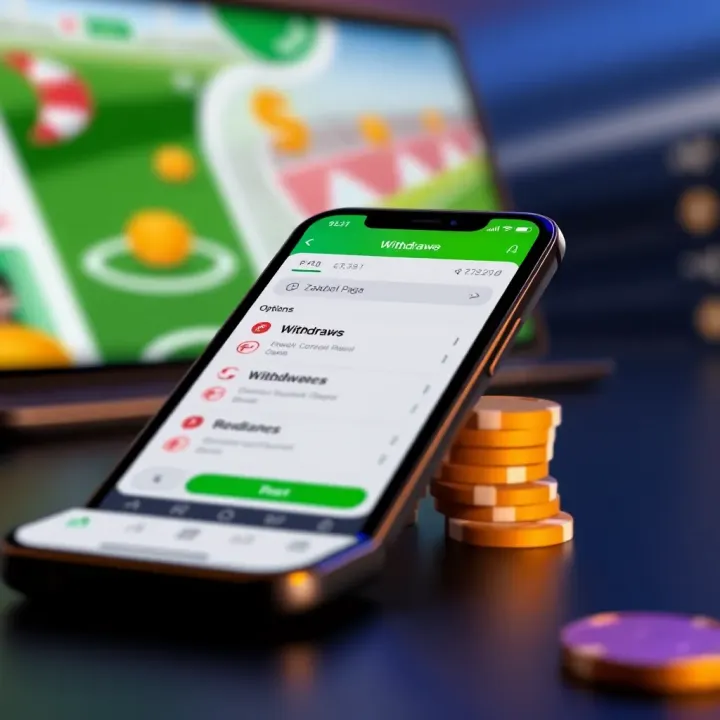 Zakabet Paga Withdrawal Options on Mobile App Mobile phone displaying Zakabet Paga app with withdrawal options and currency symbols