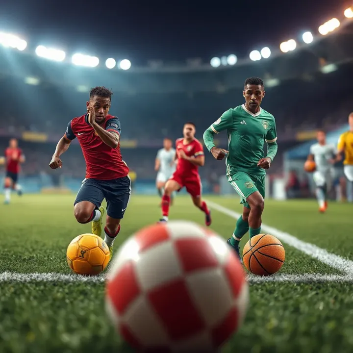Illustration of football and basketball icons representing popular sports covered by Zakabet live betting