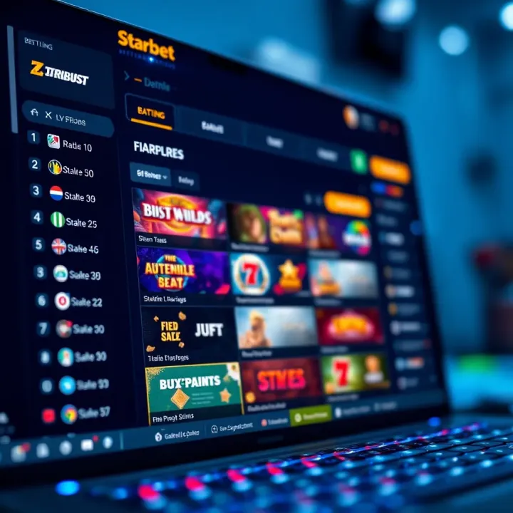 User interface showing diverse betting options on Zakabet Starburst platform