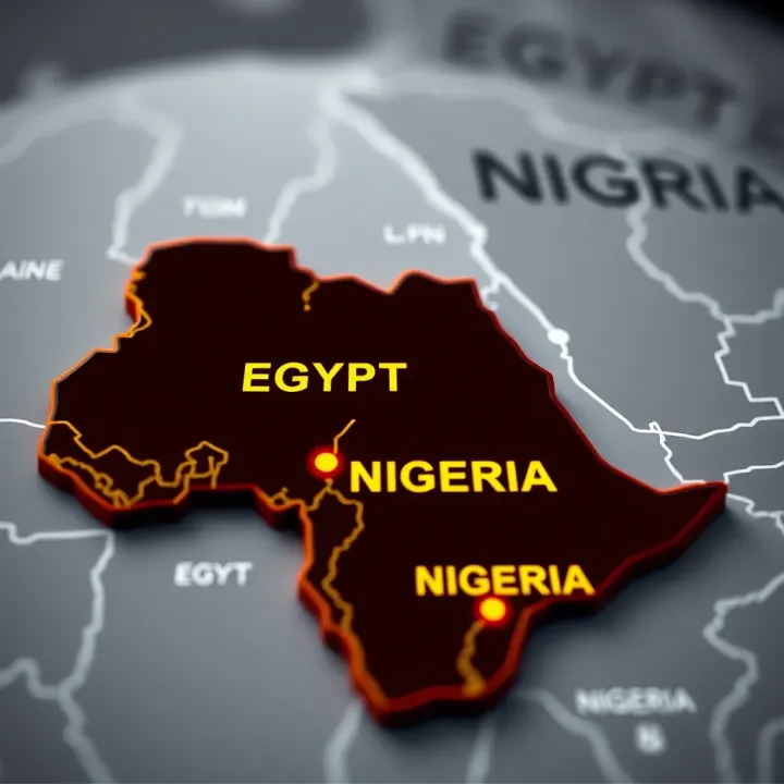 Map highlighting Egypt and Nigeria showing connection in betting industry