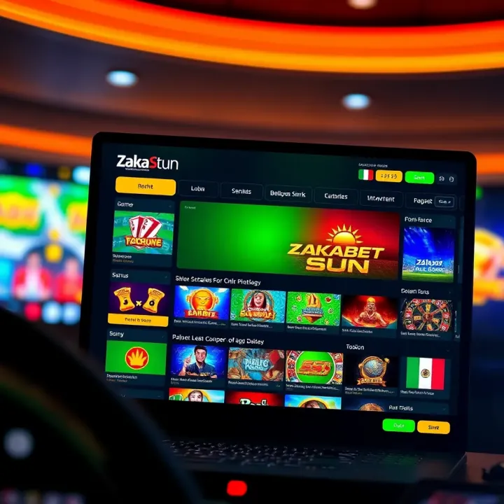 Overview of Zakabet Sun’s Online Betting Platform and Services Digital interface of online betting platform with various gaming options on screen